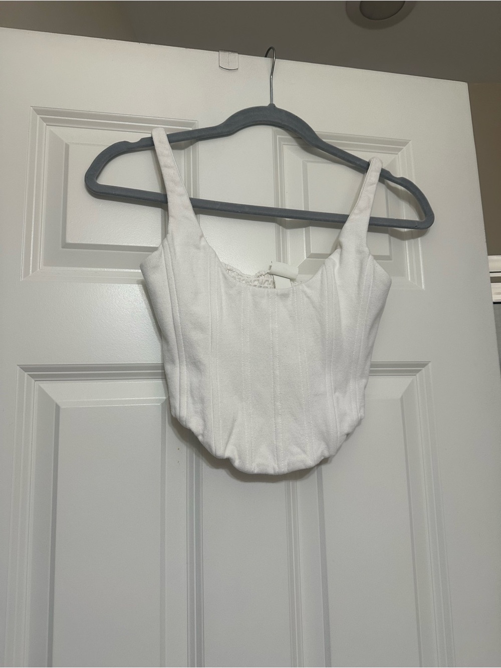 H&M White Structured Corset Crop Top